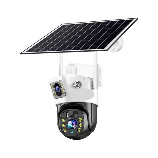 Cameră de Supraveghere WERSTIL 4K 8MP cu Panou Solar și Conexiune 4G, Încărcare Solară, Fără Priză. Alb sau Gri + Card Memorie 32gb CADOU