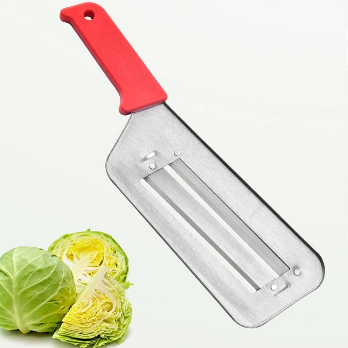 Promo 1+1 Gratuit | Unealtă Din Inox Pentru Tocat Varza | Lame Duble | Mâner Ergonomic Din Plastic