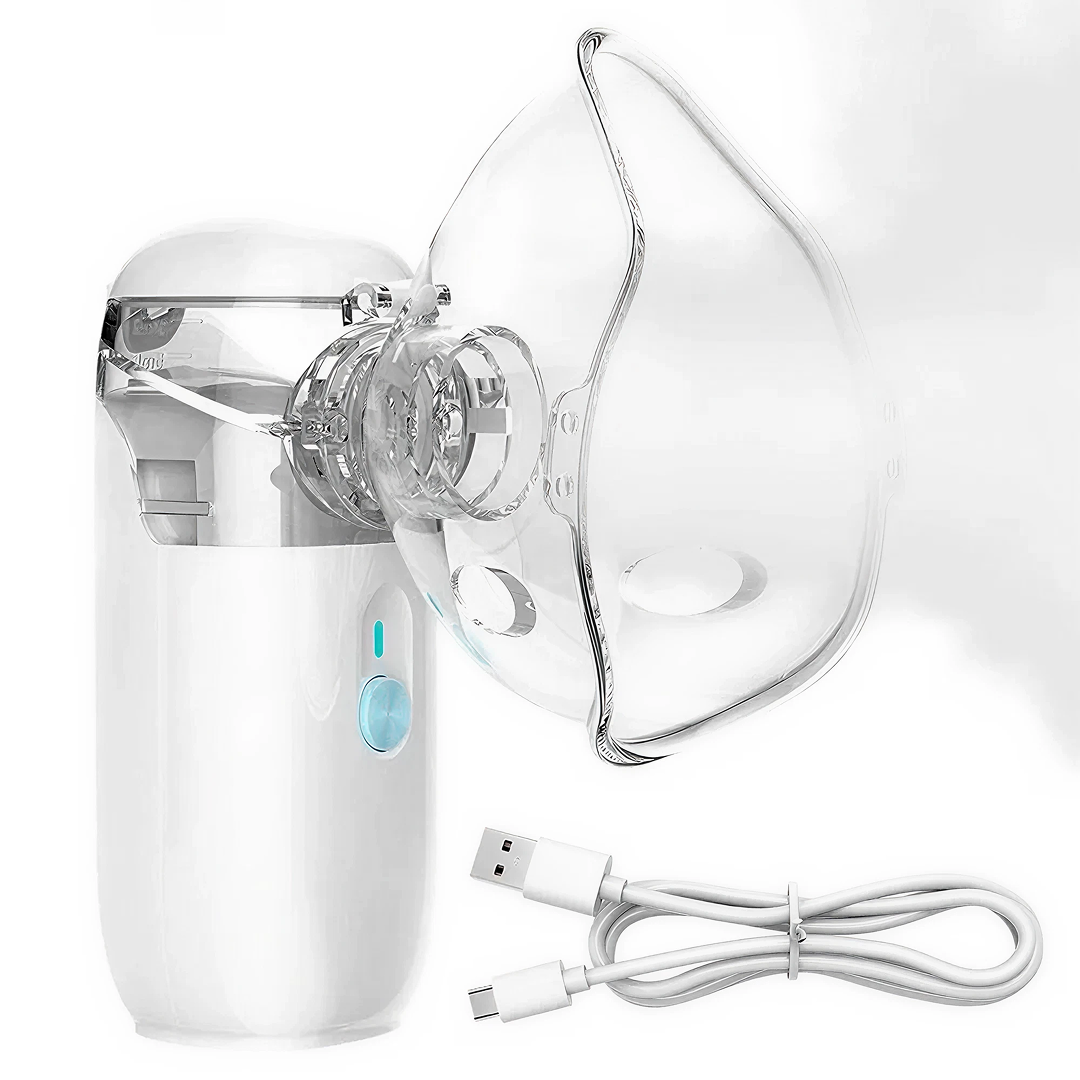 Aparat Aerosoli Portabil | Nebulizator Ultrasonic Cu Plasa | Ultra Silentios | Reincarcabil USB | Set Adulti Si Copii