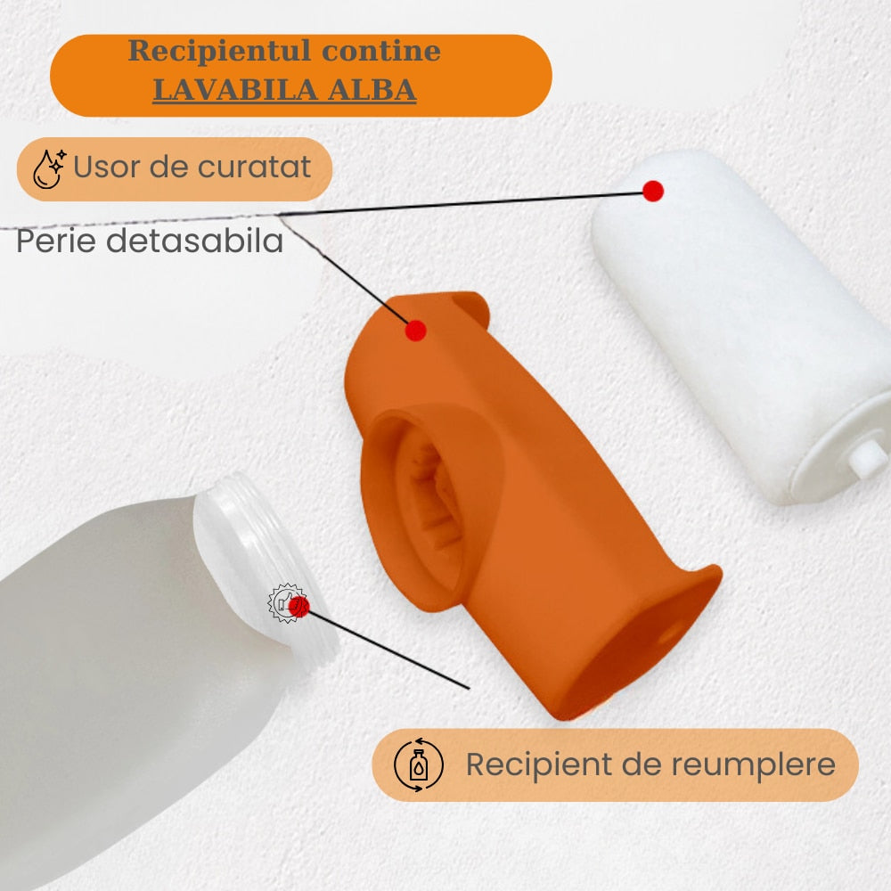 Oferta 1+1 | Trafalete Cu Rezervor Si Vopsea Lavabila Alba Inclusa | Rola Reumplabila Pentru Reparatii Rapide Pereti