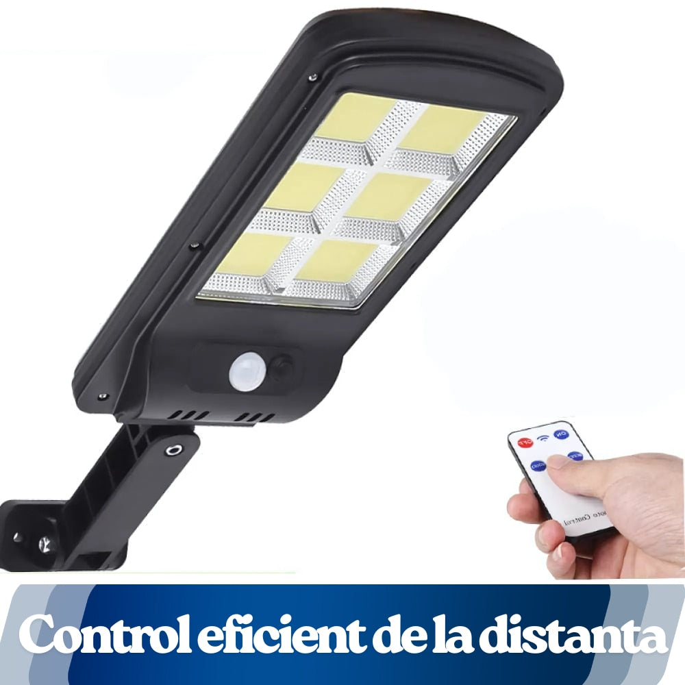 Set 4 Lampi Stradale Solare 90W | Senzor Miscarе | Panou Solar Integrat | Control Intensitate & Timer | Montaj Pe Perete