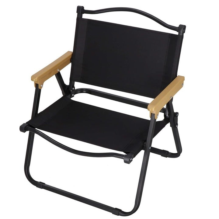 Set 2 Scaune Pliabile Metalice Gradina Camping | Rezistente 80kg | Usoare Compacte | Poliester + Cadru Metalic | Negru