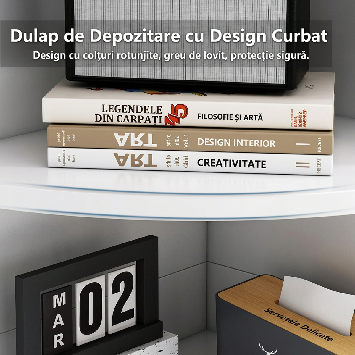 Biblioteca de Colt cu 4 Rafturi si Dulap cu 2 Usi | MDF Alb | 50x50x180 cm