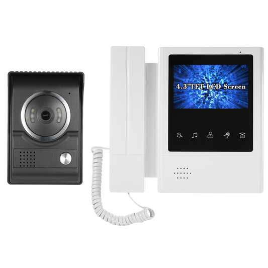 Interfon Video Wireless Cu Camera Full HD | Ecran LCD 4.3 Inch | Vedere Noapte IR | Audio Bidirectional | 25 Melodii | Montare Usoara