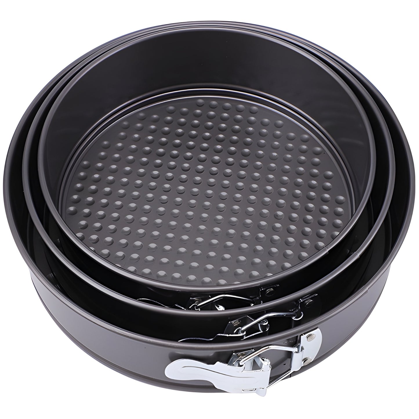 Set 3 Tavi Rotunde pentru Copt | Baza Detasabila | 24 / 26 / 28 cm | Negru | Pentru Torturi si Prajituri