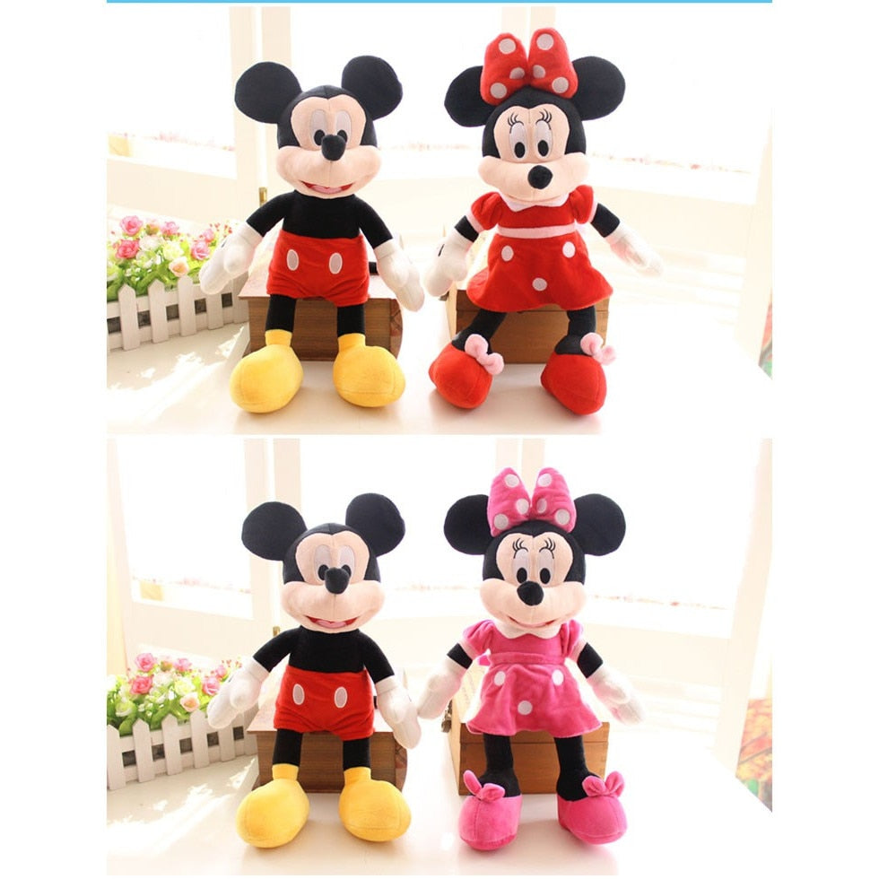 Set 2 Plusuri Minnie & Mickey Mouse | Jucarii Muzicale | 25 cm | Material Catifelat | Cadoul Ideal Pentru Copii
