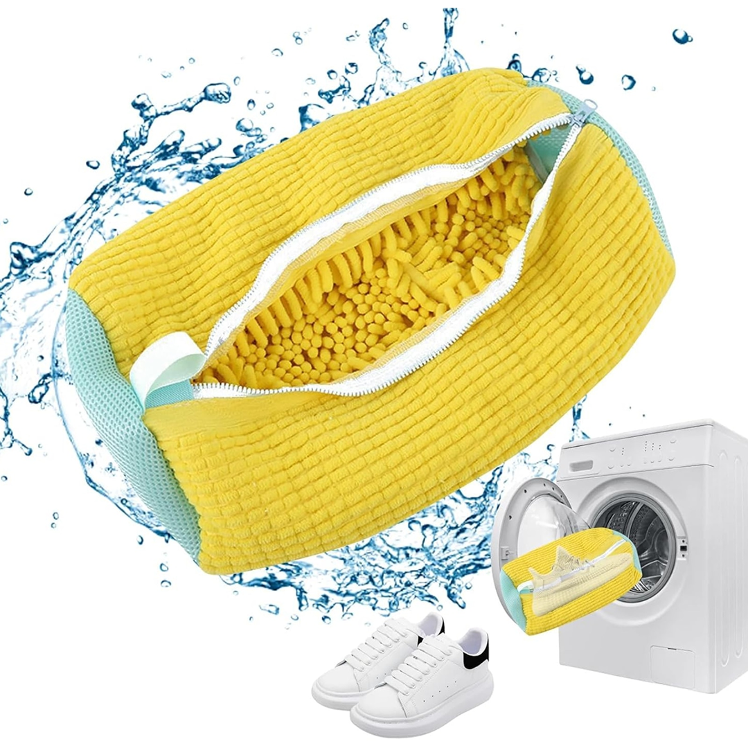 Set 2x Sac Spalat Pantofi 39x19 cm | Protectie Incaltaminte si Masina | Fermoar Rezistent | Galben