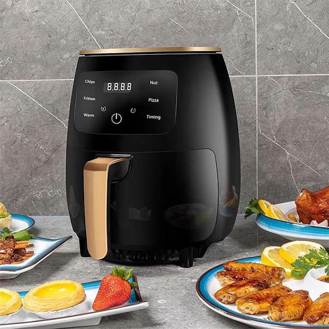 Friteuză cu Aer Cald 6 L, 2400W, 8 Programe, Panou Tactil, 50–200°C