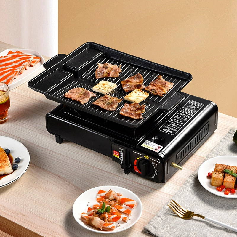 Aragaz Portabil Camping | Aprindere Automata | 2.3 kW | Functioneaza Cu Gaz Butan/GPL | Culoare Neagra