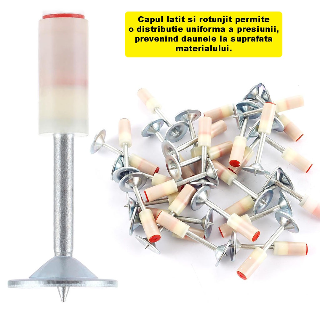 Set Cuie Tip Ciuperca Pentru Pistol | Autopropulsare | 100 Bucati Nituri | 7.3 mm | Pentru Fixare Profesionala