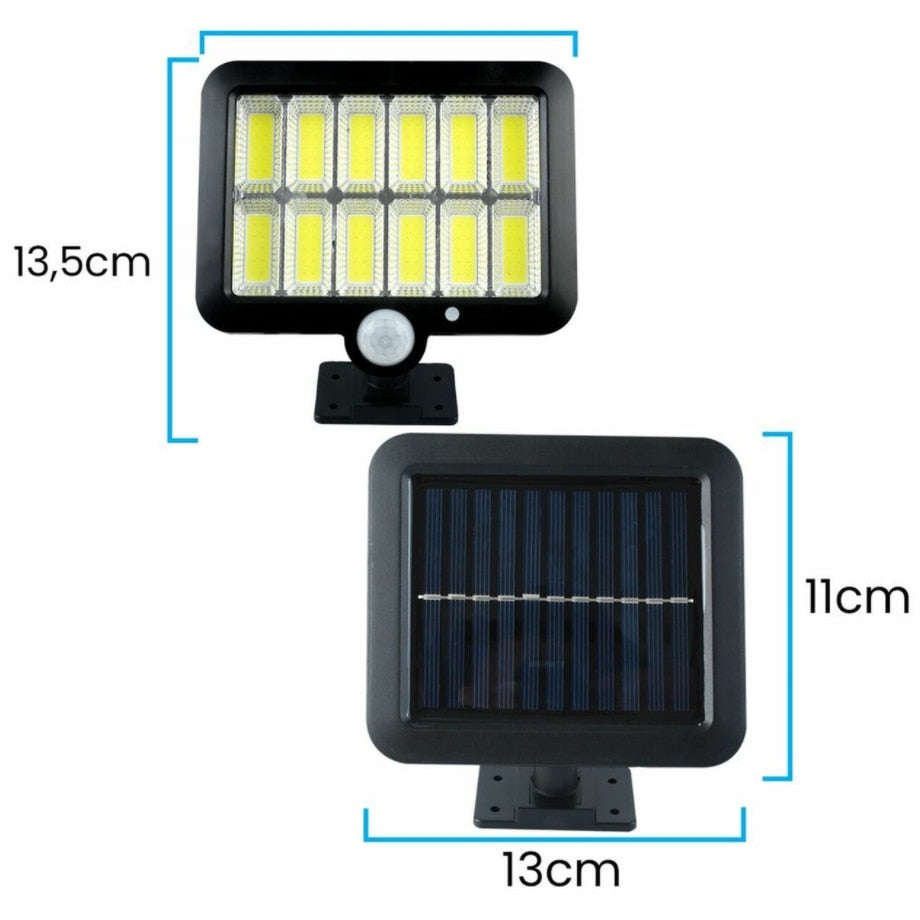Set 4 Proiectoare Solare COB cu Senzor de Mișcare, Panou Separat cu Cablu 5 m și Telecomandă