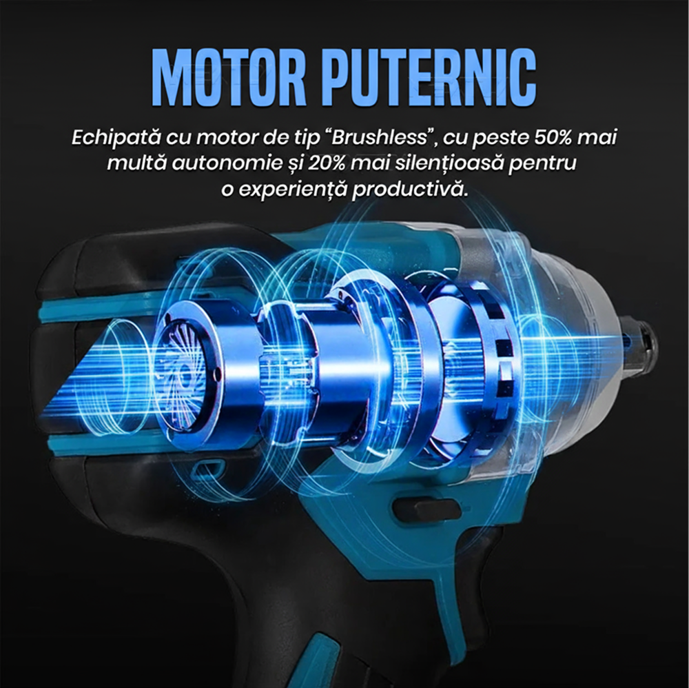 Cheie De Impact WERSTIL | Masina De Insurubat 550Nm | 43 Accesorii Incluse | 2 Acumulatori 48V Li-Ion | Valiza Transport