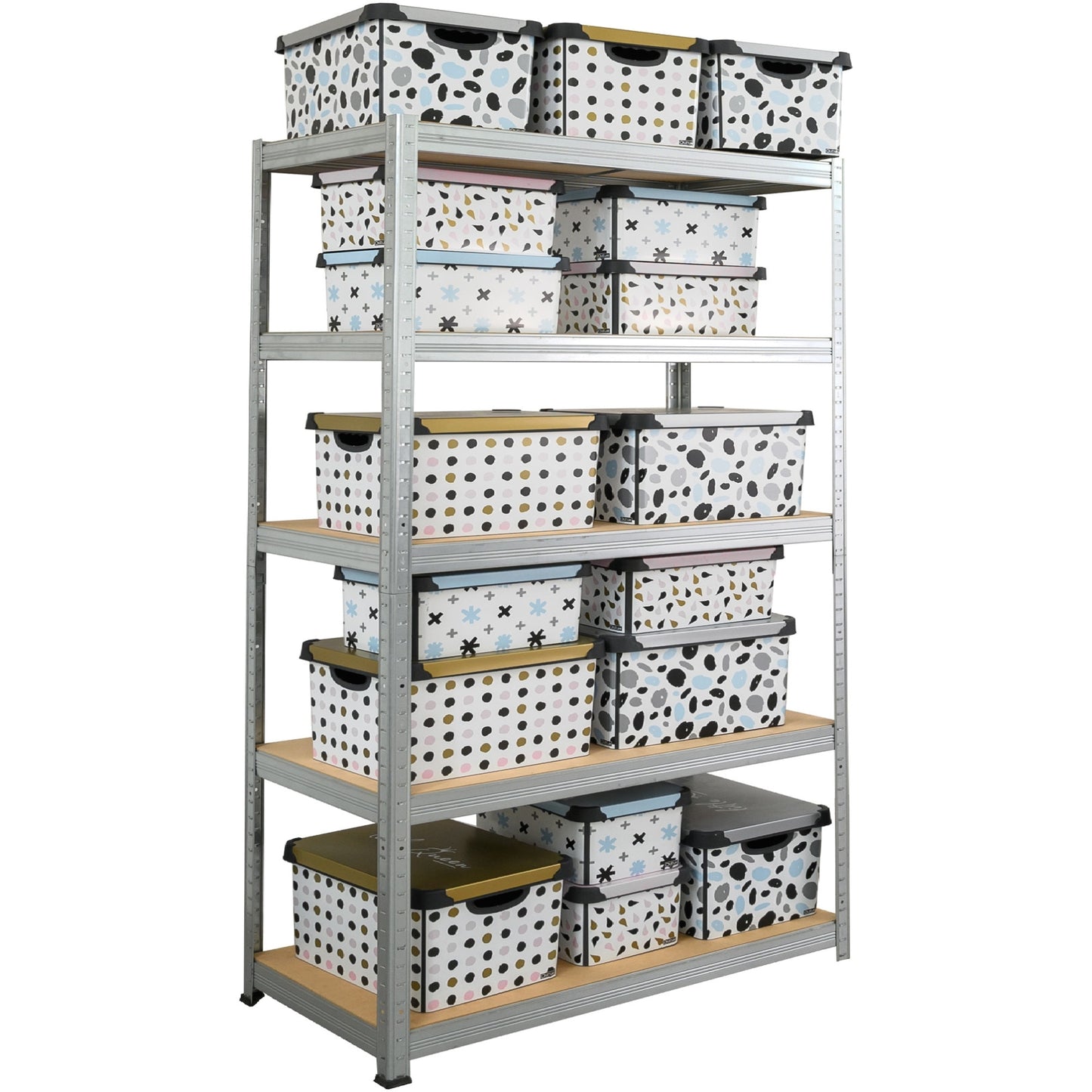 Raft Metalic Depozitare 5 Polite | Structura Otel Galvanizat | Montaj prin Clipsare | Capacitate 875Kg | Diverse Dimensiuni
