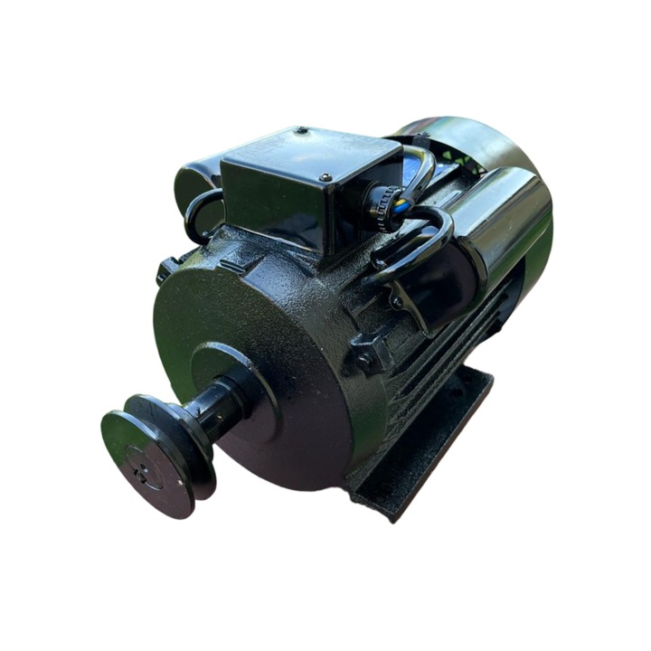 Motor Electric Monofazat 5kW 1400 RPM | Bobinaj Cupru | Carcasa Fonta | Condensatori Inclusi | Fulia Otel