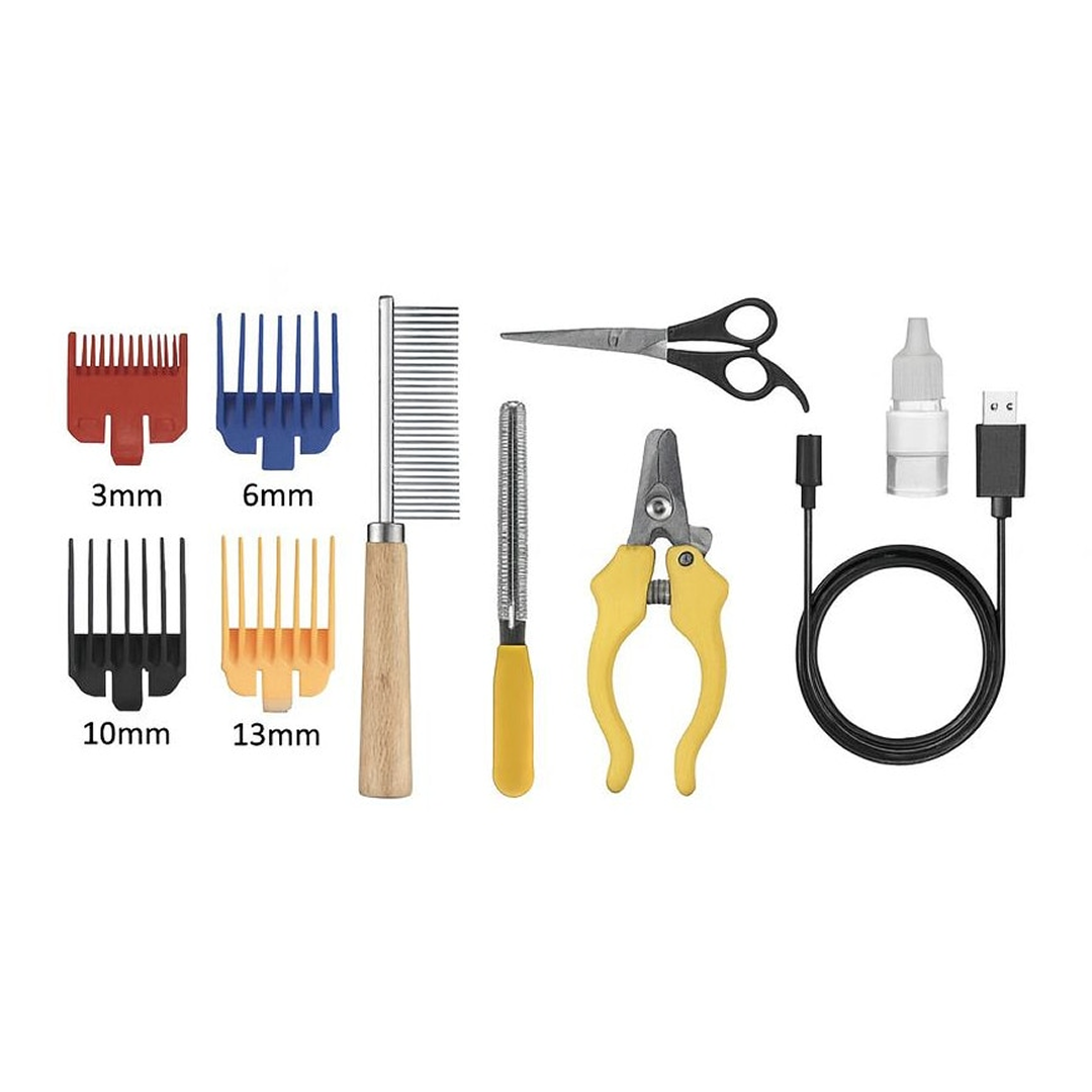 Masina De Tuns Animale Profesionala Fara Fir | 7500 RPM | 240 Minute Autonomie | Display Digital | 4 Capete + Accesorii Complete