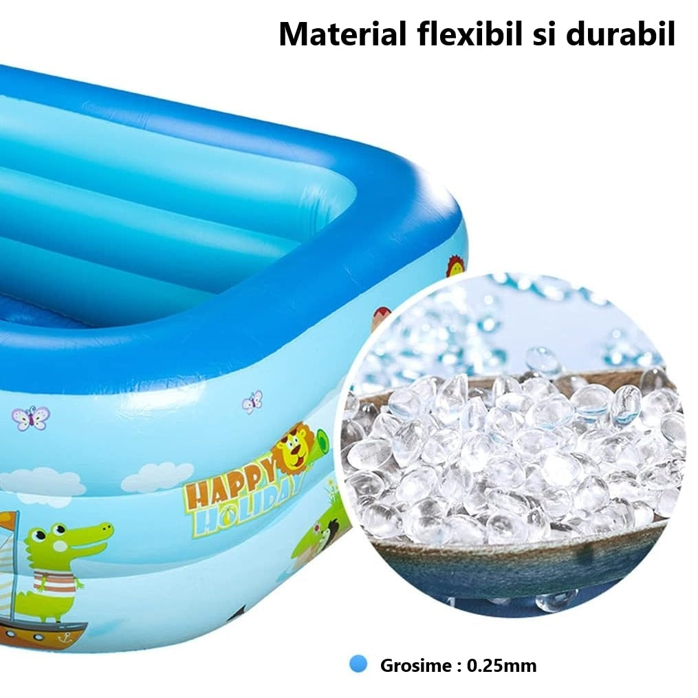 Piscina Gonflabila Familiala | 300 x 170 x 56 cm | 3 Inele Rezistente | PVC Durabil | Pentru Curte si Gradina