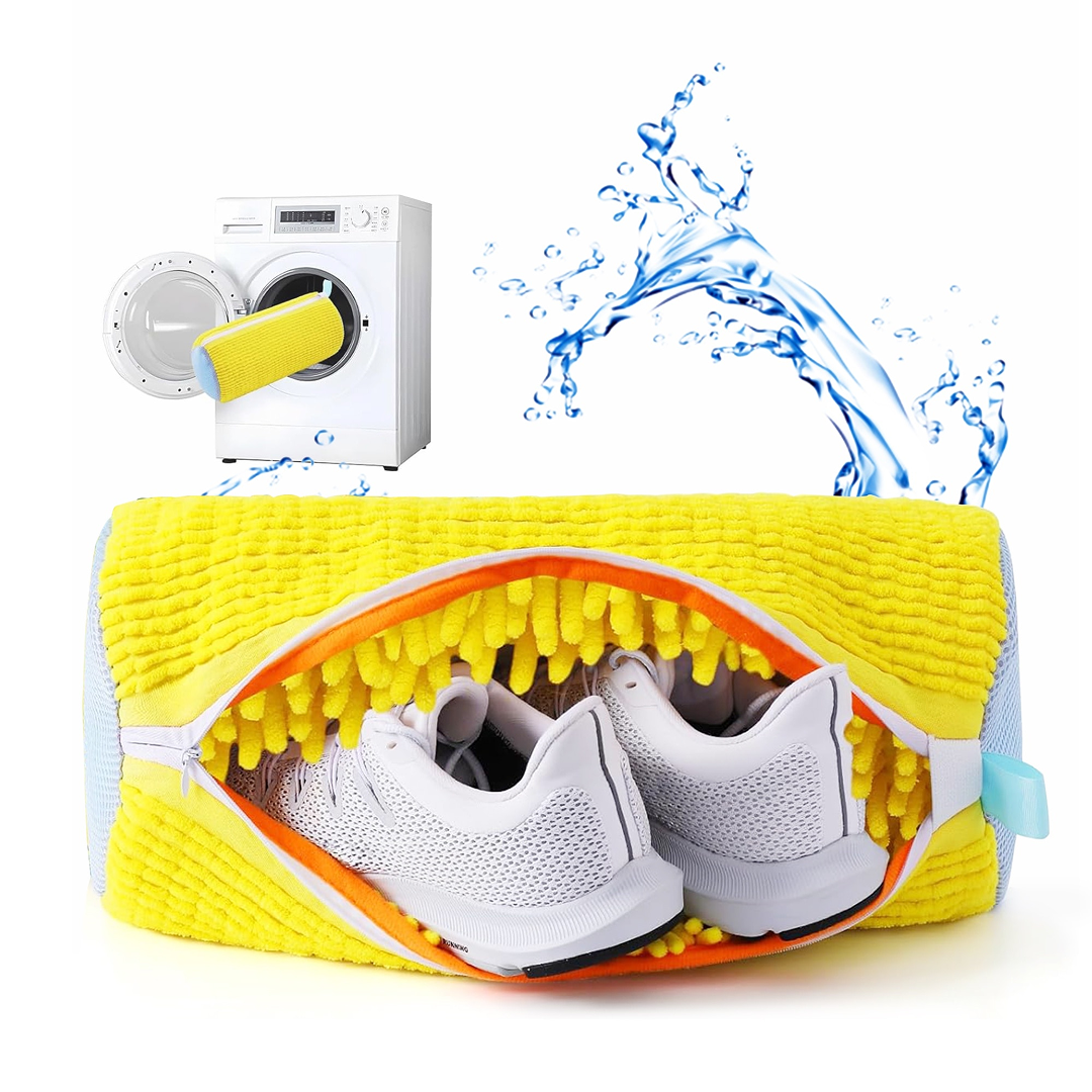 Sac Spalat Pantofi 39x19 cm | Protectie Incaltaminte si Masina | Fermoar Rezistent | Galben