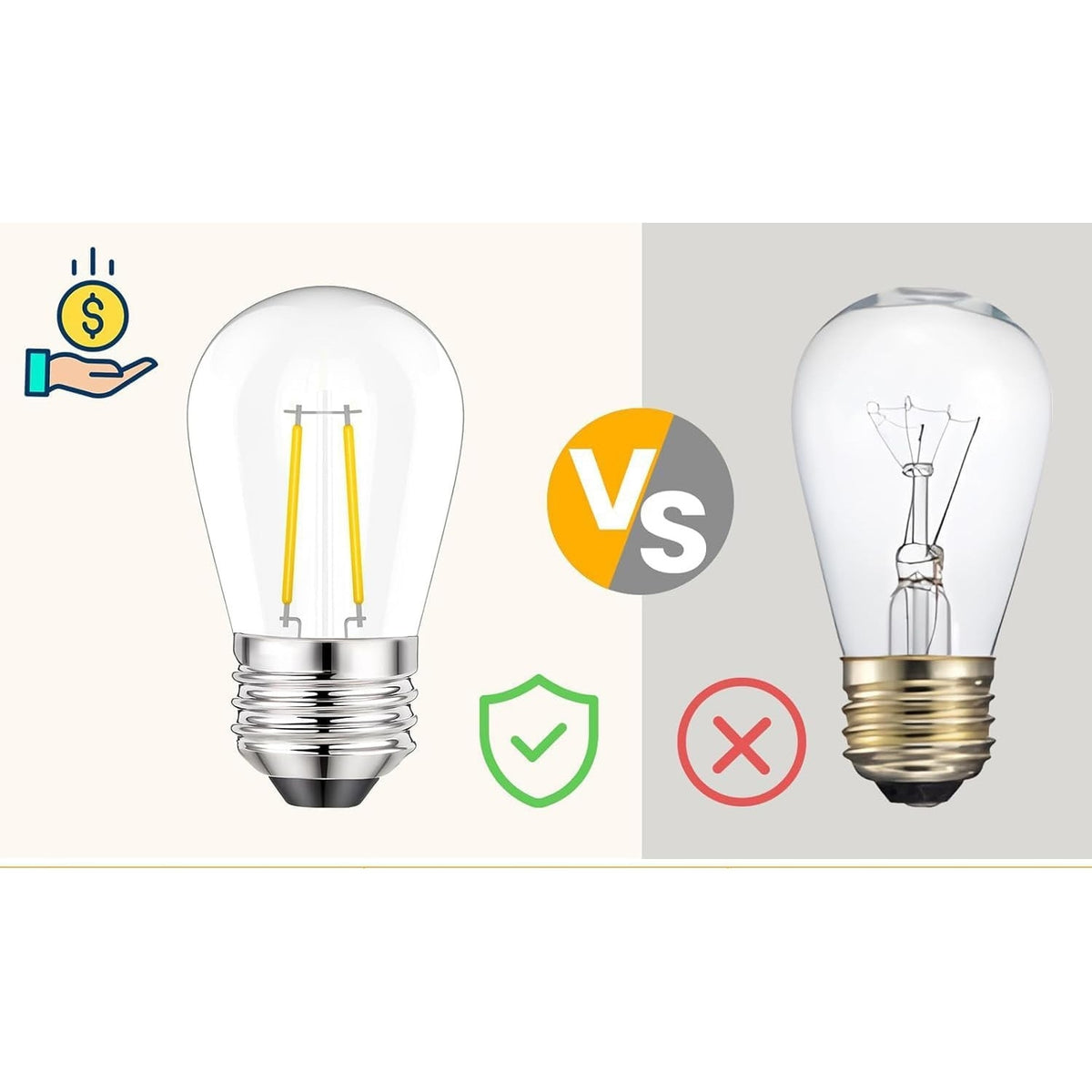 Ghirlandă Luminoasă de Exterior 20 m cu 40 de Becuri Clare, Lumină Alb Cald