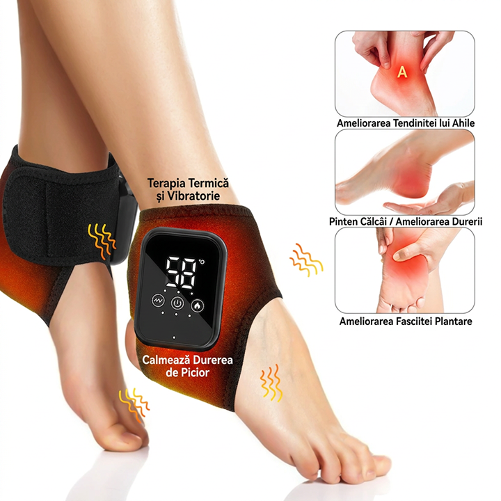 Aparat de Masaj pentru Picioare si Glezne | Incalzire Electrica | Compresie Calda | Alimentare USB | Material Textil