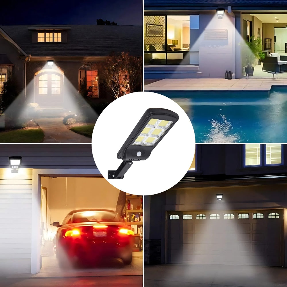 Set 4 Lampi Stradale Solare 90W | Senzor Miscarе | Panou Solar Integrat | Control Intensitate & Timer | Montaj Pe Perete