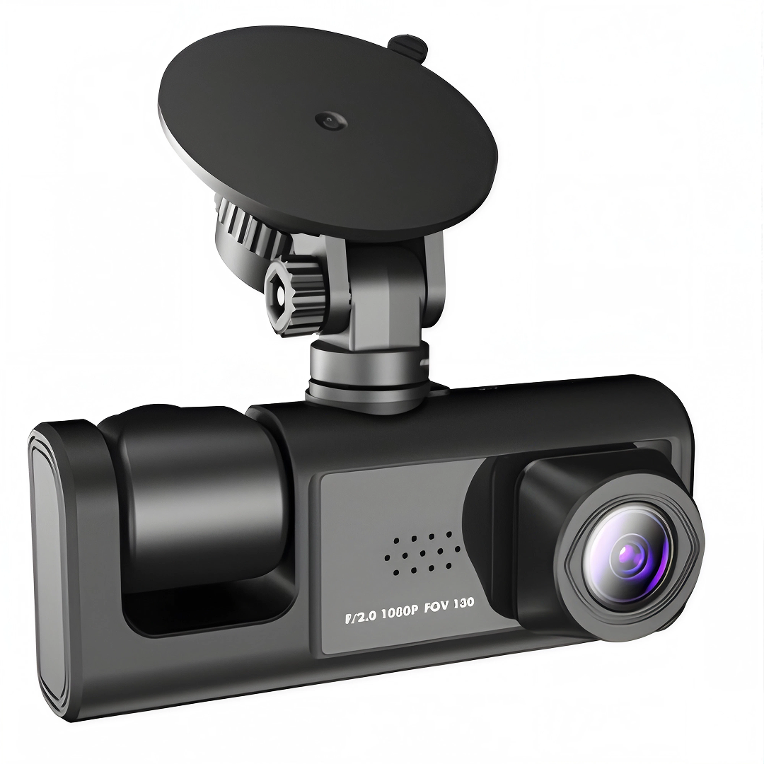 Camera Auto Bord Tripla DVR | Full HD 1080P | Fata + Spate + Interior | Ecran IPS 2" | G-Senzor | Detectie Miscare | Inregistrare Ciclica