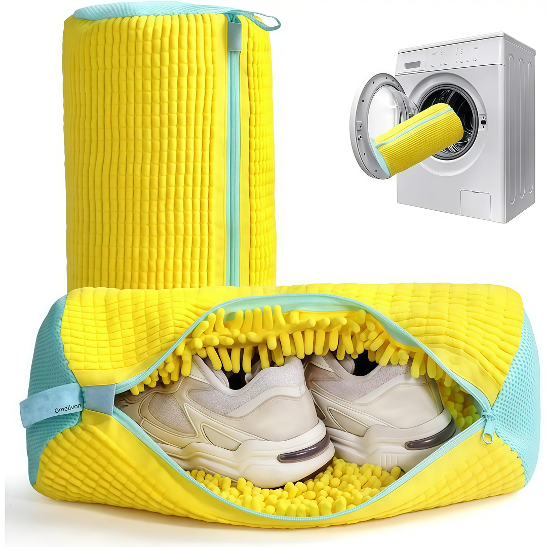 Sac Spalat Pantofi 39x19 cm | Protectie Incaltaminte si Masina | Fermoar Rezistent | Galben