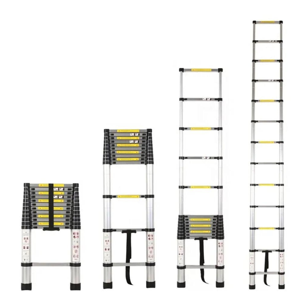 Scară Telescopică din Aluminiu 2,9 m, 150 kg, Blocare pe Fiecare Treaptă, Închidere Amortizată