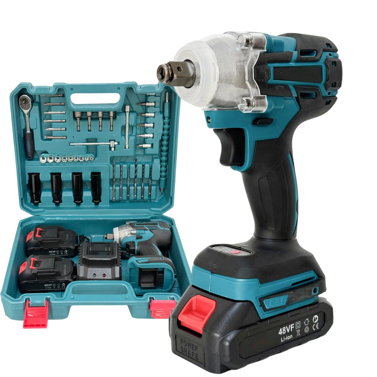 Cheie De Impact WERSTIL | Masina De Insurubat 550Nm | 43 Accesorii Incluse | 2 Acumulatori 48V Li-Ion | Valiza Transport