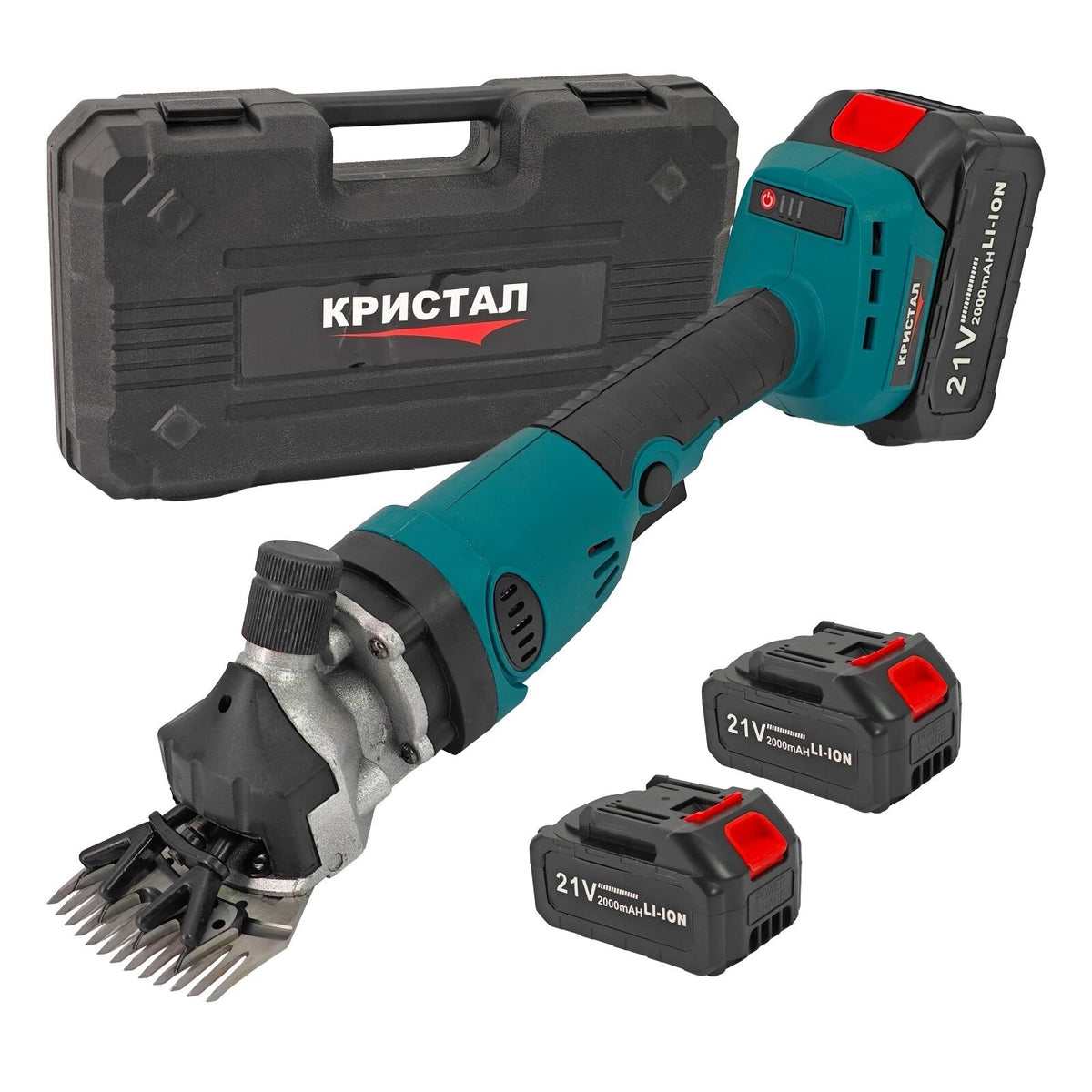 Mașină de Tuns Oi pe Acumulator 21V, 2 Acumulatori, 3000 rpm, Lame Detașabile, cu Cutie