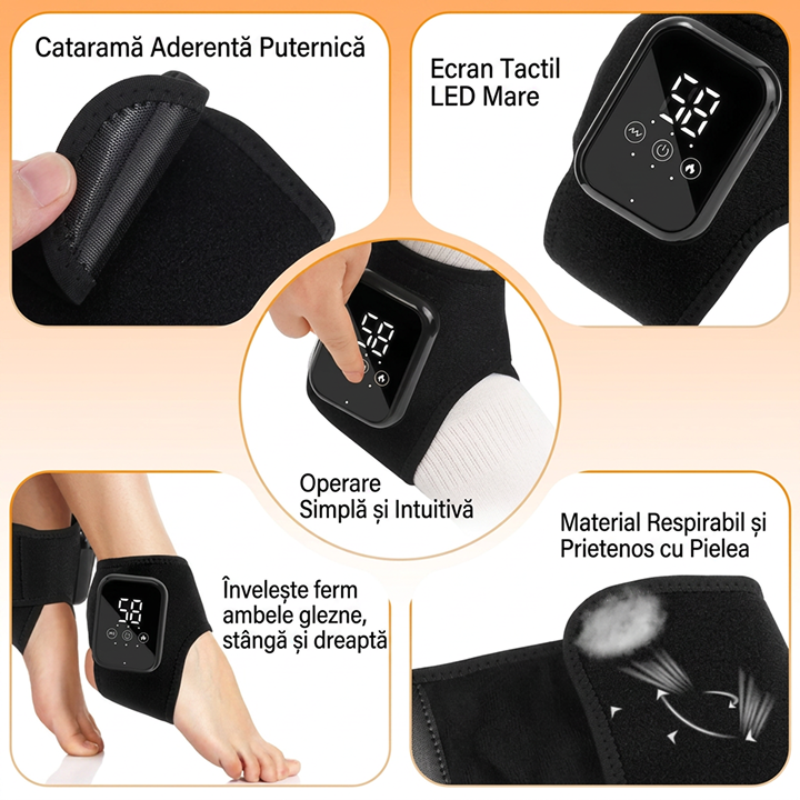 Aparat de Masaj pentru Picioare si Glezne | Incalzire Electrica | Compresie Calda | Alimentare USB | Material Textil