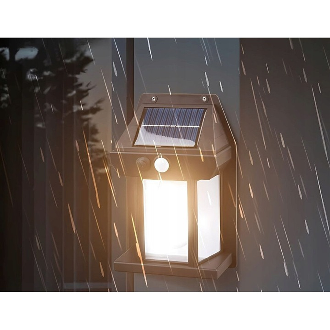 Lampa Solara de Perete LED | Design Felinar Exterior | Senzor Miscare si Crepuscul | IP65 | 12x57x17cm | Negru | Gradina Terasa