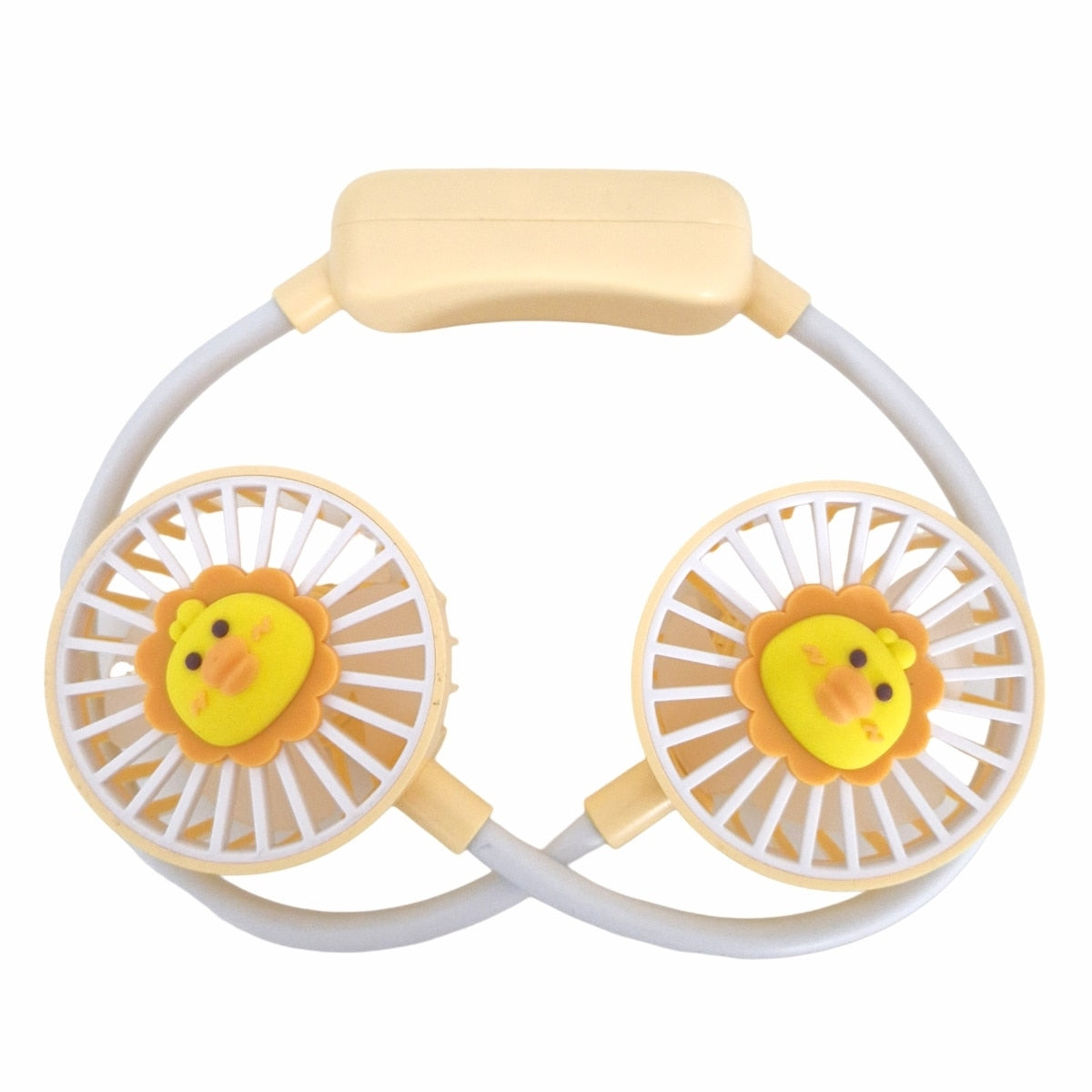 Ventilator Portabil cu Acumulator USB | Pachet 1+1 Doua Bucati | Material ABS 230g | Compact Calatorii | Galben