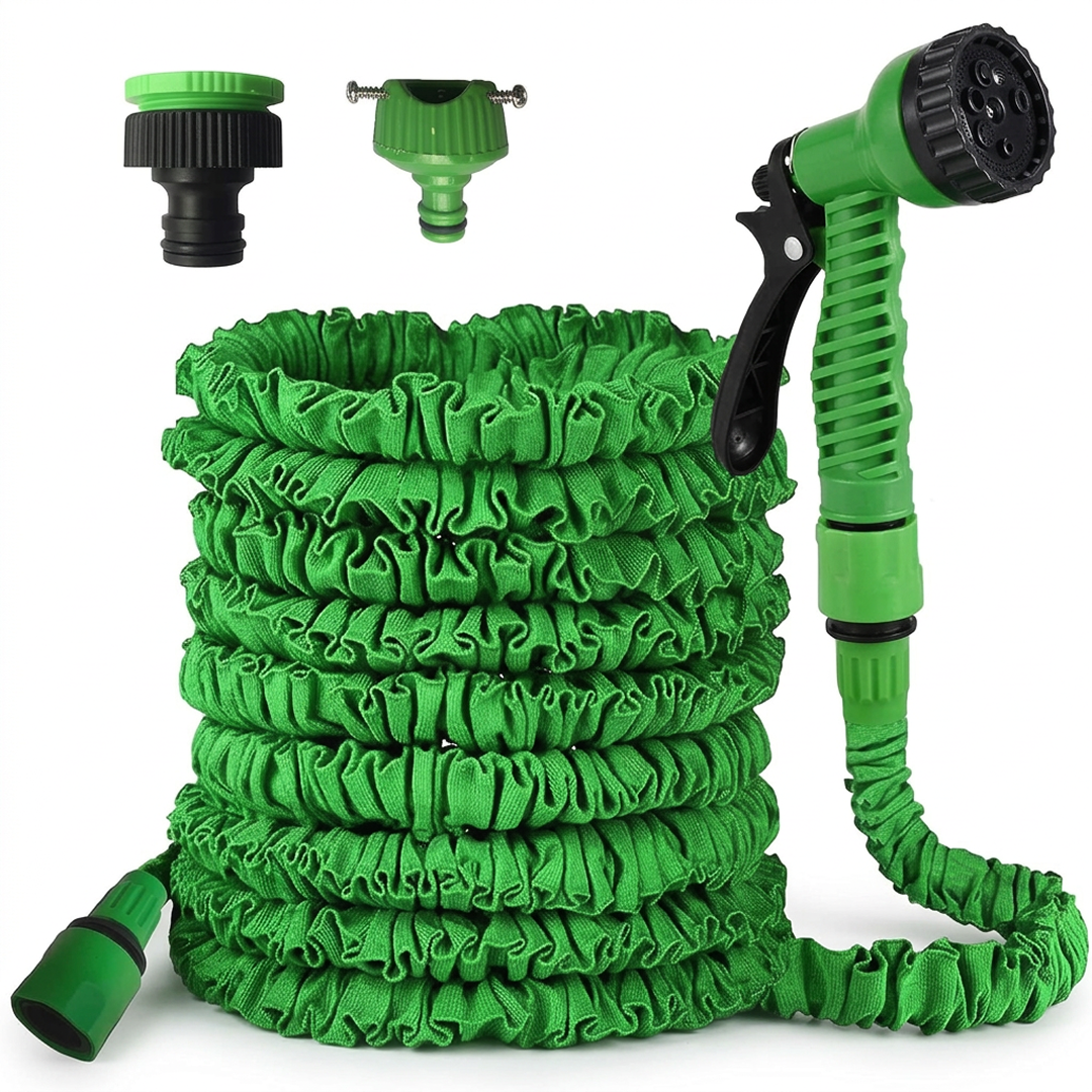 Furtun Extensibil Gradina 30m cu Pistol 7 Functii | Dublu Strat Latex Premium | Anti-Incurcare | Conectori Rapizi Inclusi | Ideal pentru Udat Gradina si Spalat Masina