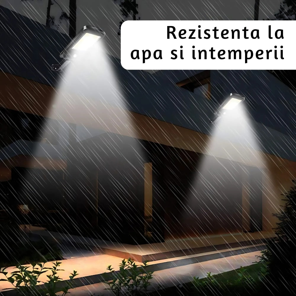 Set 4 Lampi Stradale Solare 90W | Senzor Miscarе | Panou Solar Integrat | Control Intensitate & Timer | Montaj Pe Perete