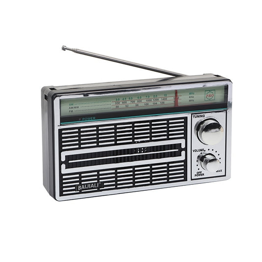 Radio Portabil Silver | AM FM LW | Antena Telescopica Rotativa Alimentare Retea Sau Baterii | Retro | Argintiu