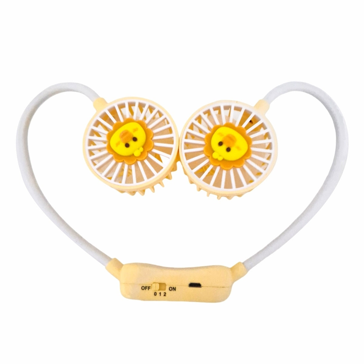 Ventilator Portabil cu Acumulator USB | Pachet 1+1 Doua Bucati | Material ABS 230g | Compact Calatorii | Galben