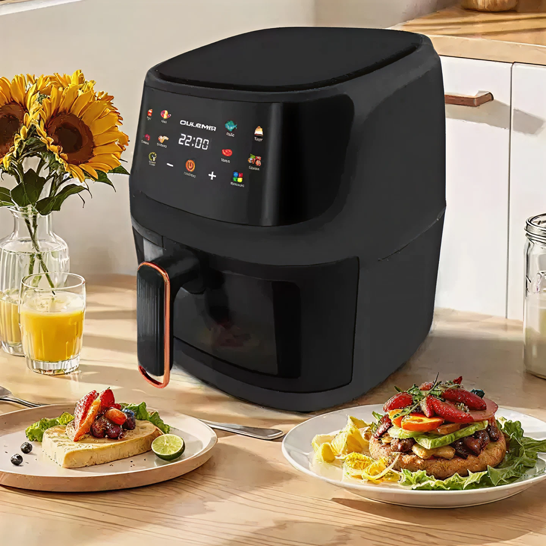 Air Fryer 8L | 2400W Display LCD Touch | Fereastra Vizualizare Protectie Supraincalzire | Gatire Fara Ulei