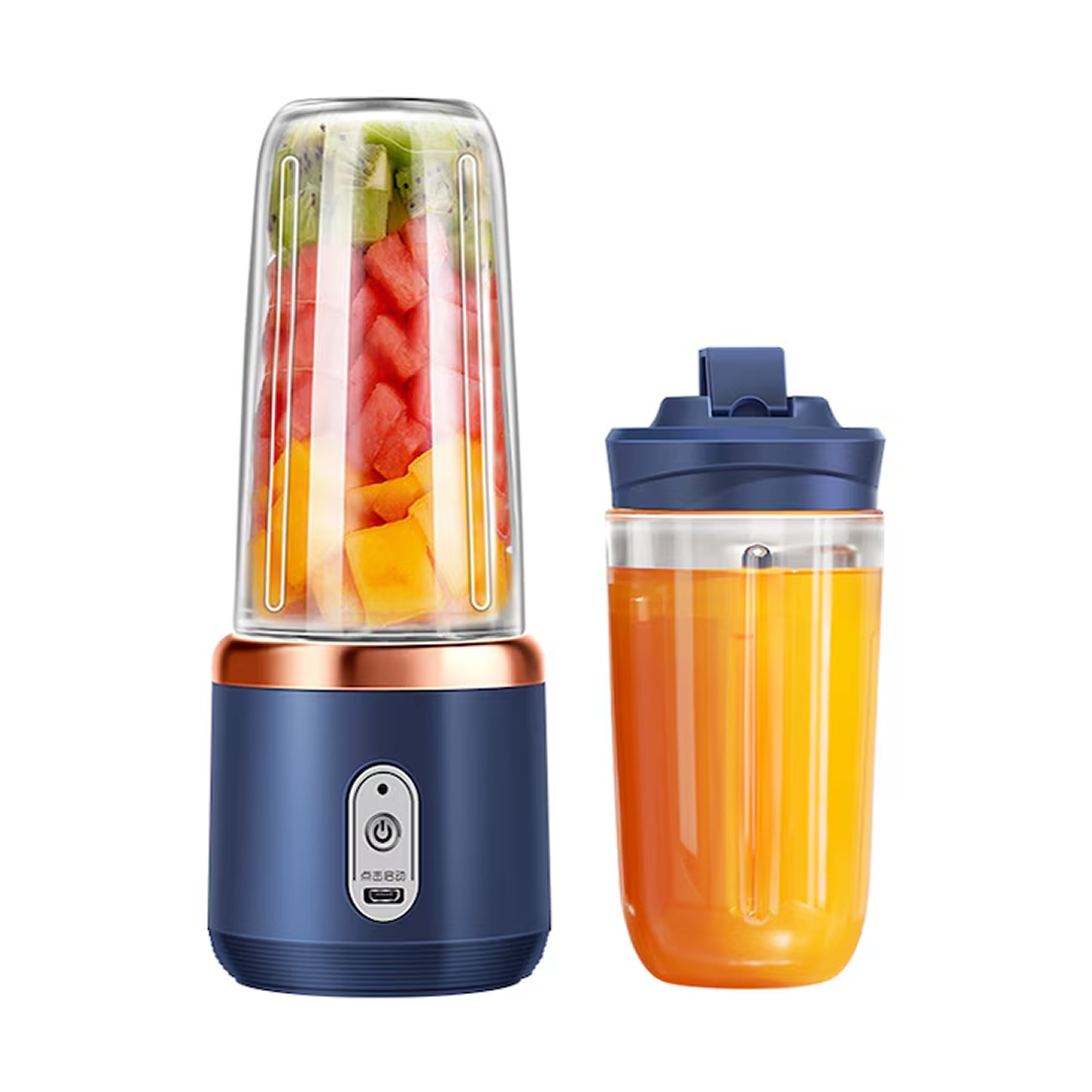 Mini Blender Portabil USB 6 Lame Inox | 400 Ml | 21000 RPM | 2 Pahare ABS | Baterie 12000 mAh