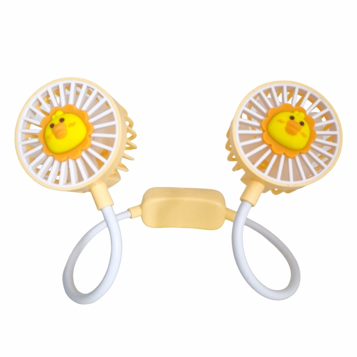 Ventilator Portabil cu Acumulator USB | Pachet 1+1 Doua Bucati | Material ABS 230g | Compact Calatorii | Galben