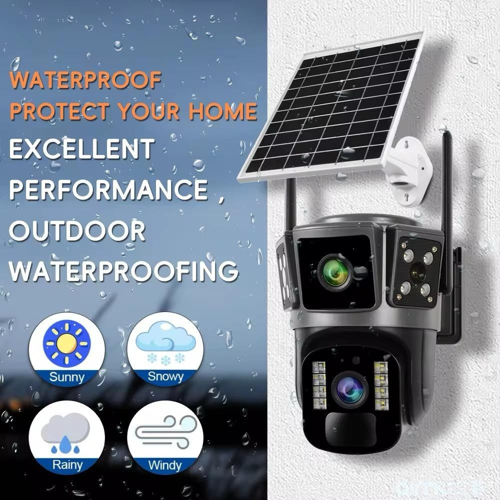 Camera Supraveghere cu Panou Solar, UltraHD, 360, Conexiune 4G, Night Vision, Detectie Umana, Acoperire totală + Card Memorie Cadou