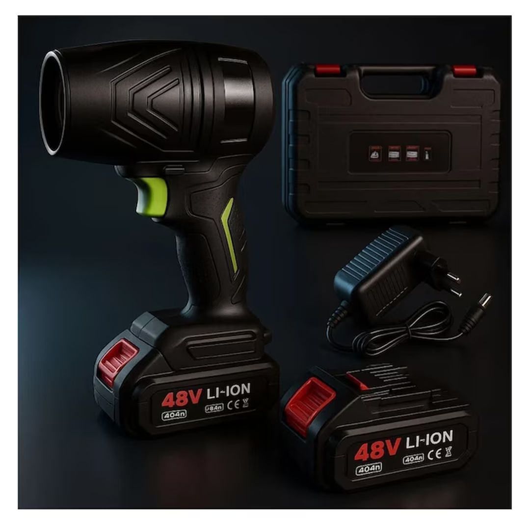 Suflanta Aer Portabila WERSTIL 1000W | 148000 RPM | Acumulator 48V | Set Cu 2 Baterii | Compacta 22x14x8.5 Cm