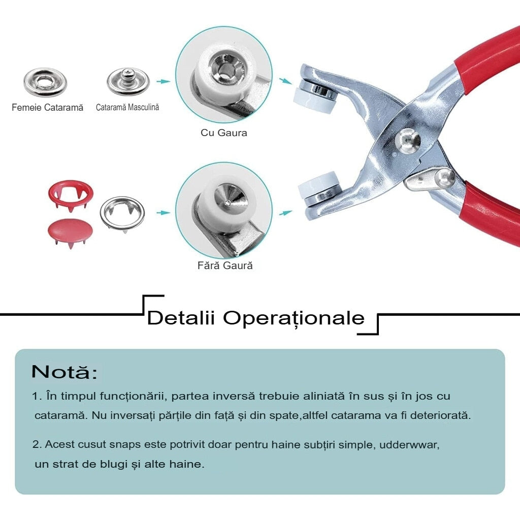 Set de Prindere, 100 Butoane Pentru Reparatii si Proiecte, Cleste Fixare