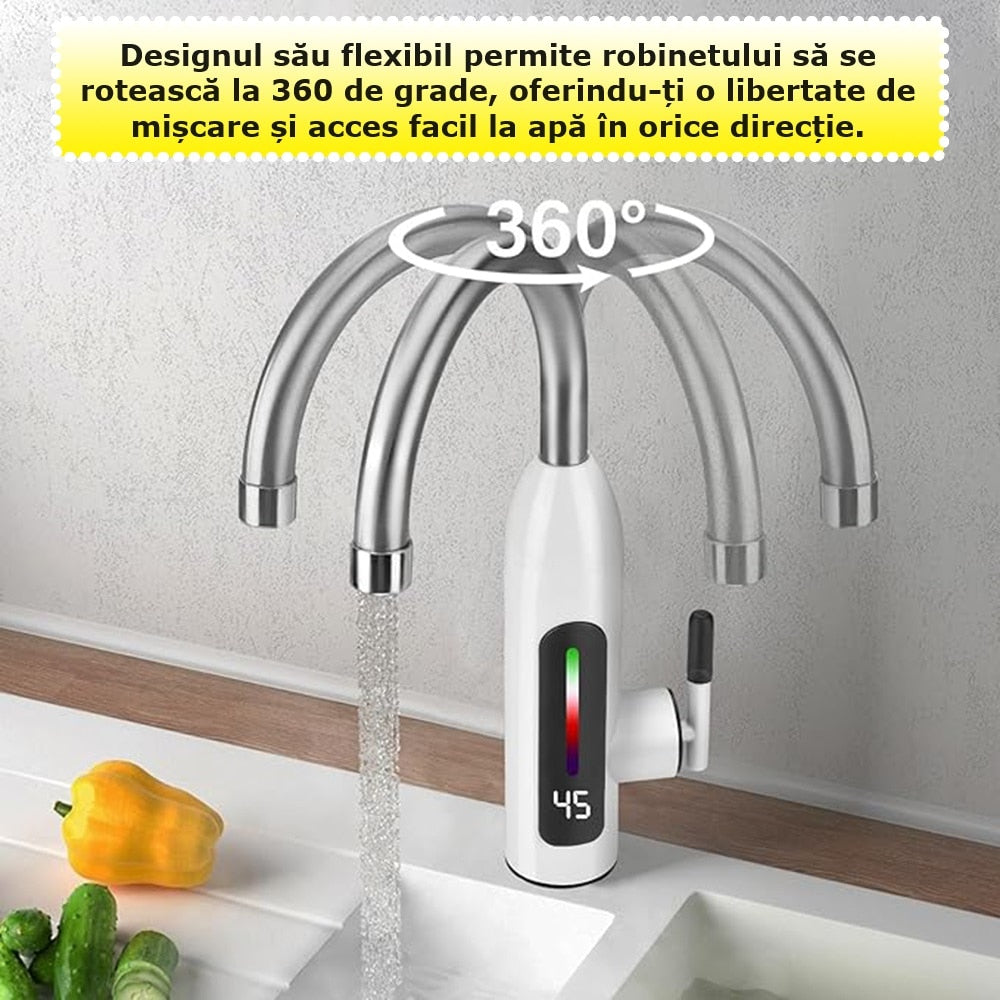 Robinet Electric Instant Cu Display Digital | Rotire 360° | Putere 3000W | Apă Caldă Imediat