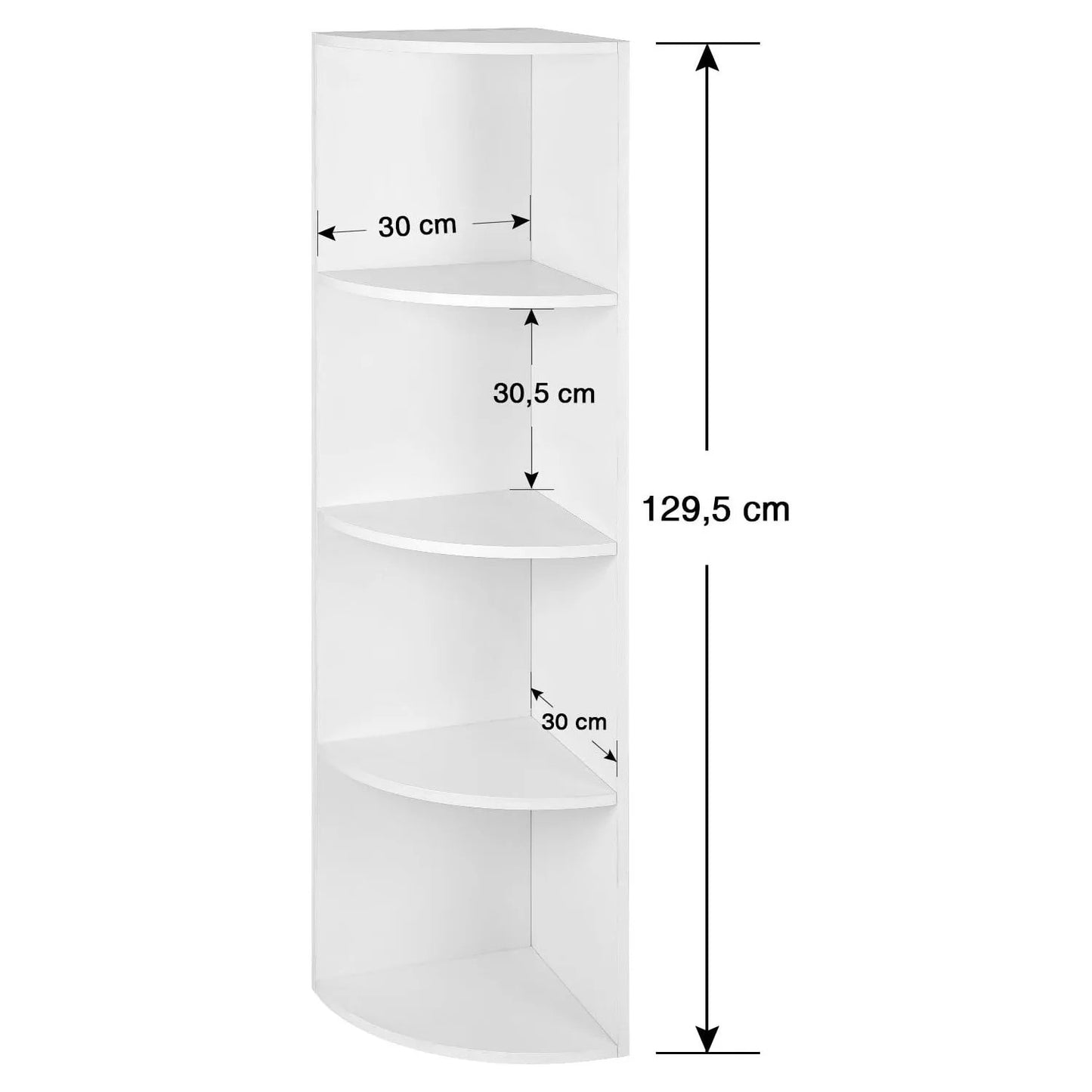 Raft de Colt cu 4 Nivele | Etajera Verticala din PAL | Economisire Spatiu | Alb | 30x30x150 cm
