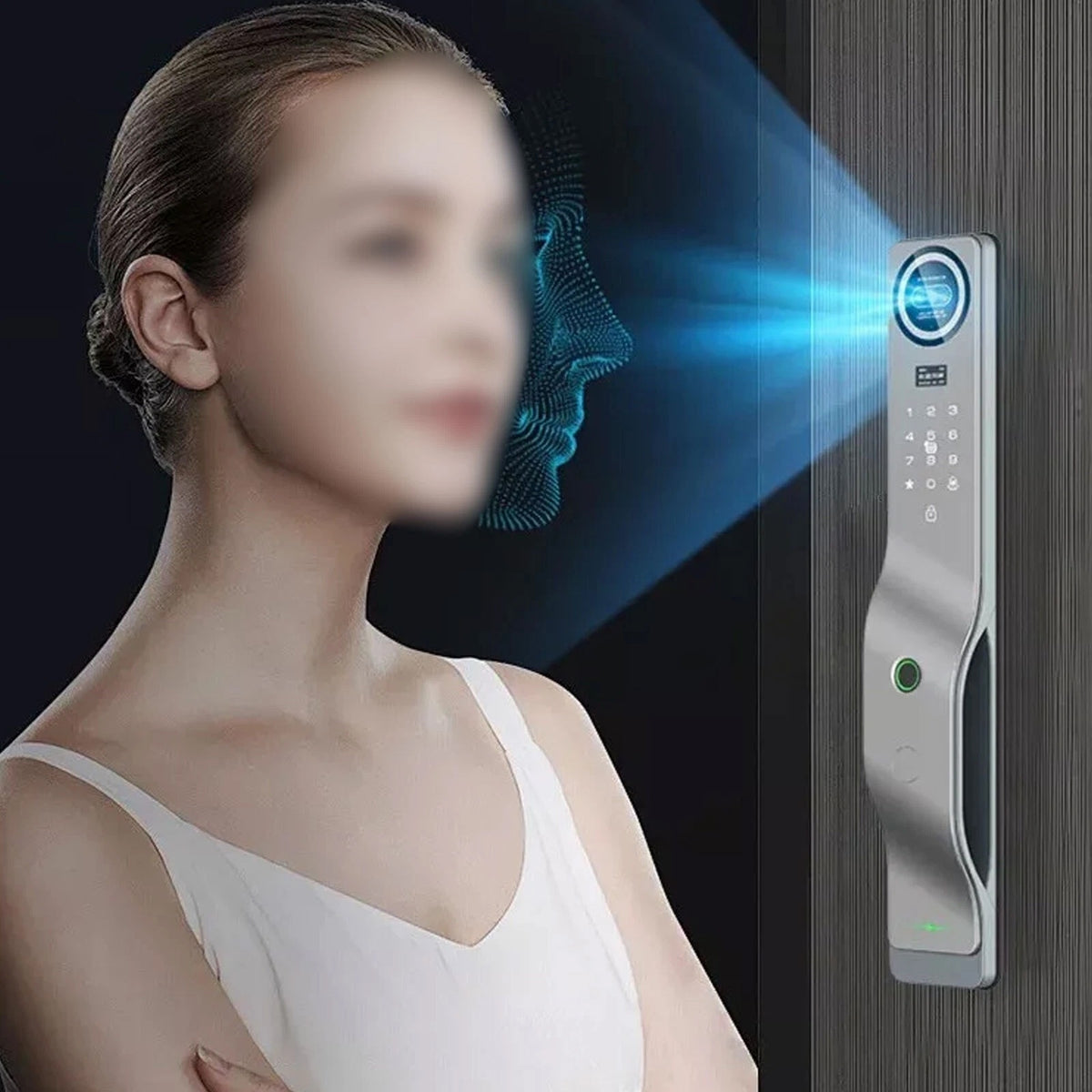 Yală Smart cu Recunoaștere Facială 3D și a Palmei, Amprentă, Cod, Card, Aplicație și Interfon Video