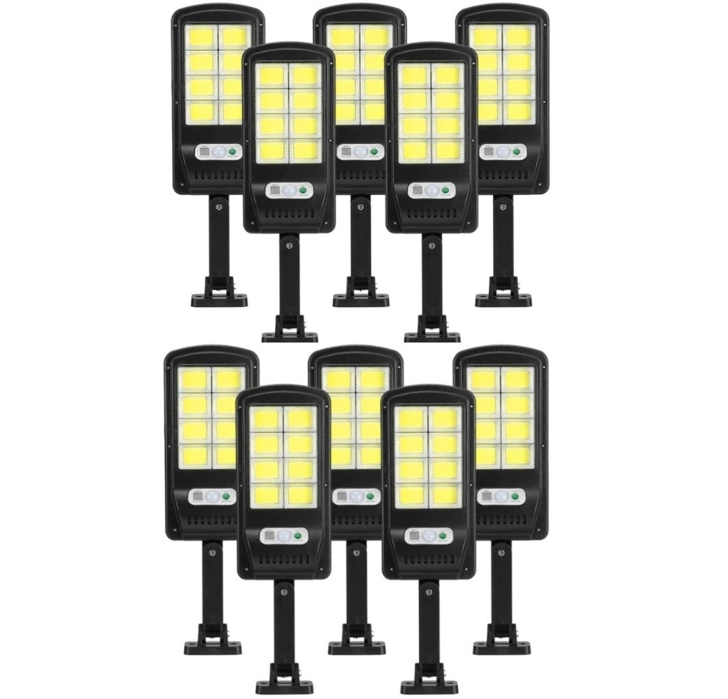 Set 10 Lămpi Solare Stradale 90W cu Senzor de Mișcare, Telecomandă și Braț de Montaj