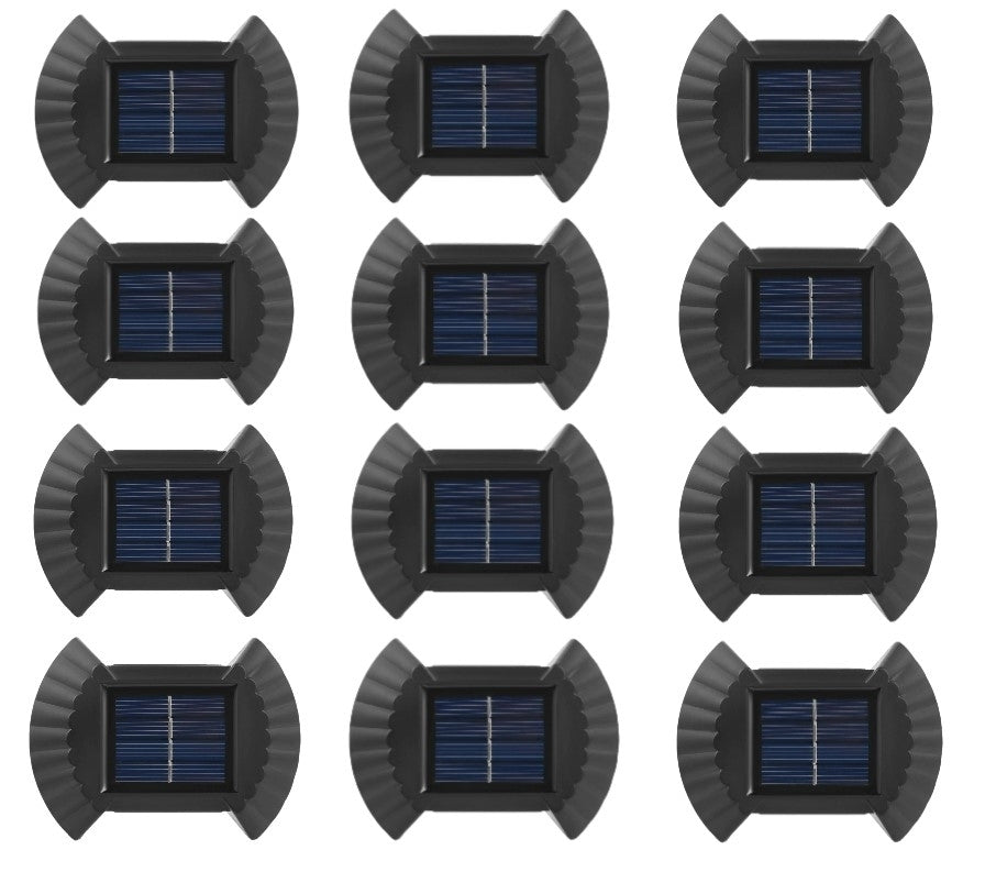 Set 12 Aplice Solare de Perete cu Lumină Caldă în Două Direcții, Rezistente la Apă