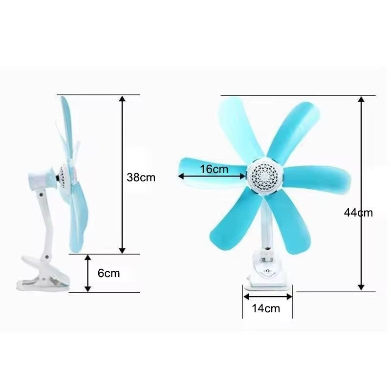 Ventilator Portabil cu Cleste Articulat | 6 Palete Detasabile 40cm | Rotire 300° | Cablu 1.2m cu Intrerupator | ABS | Alb-Albastru