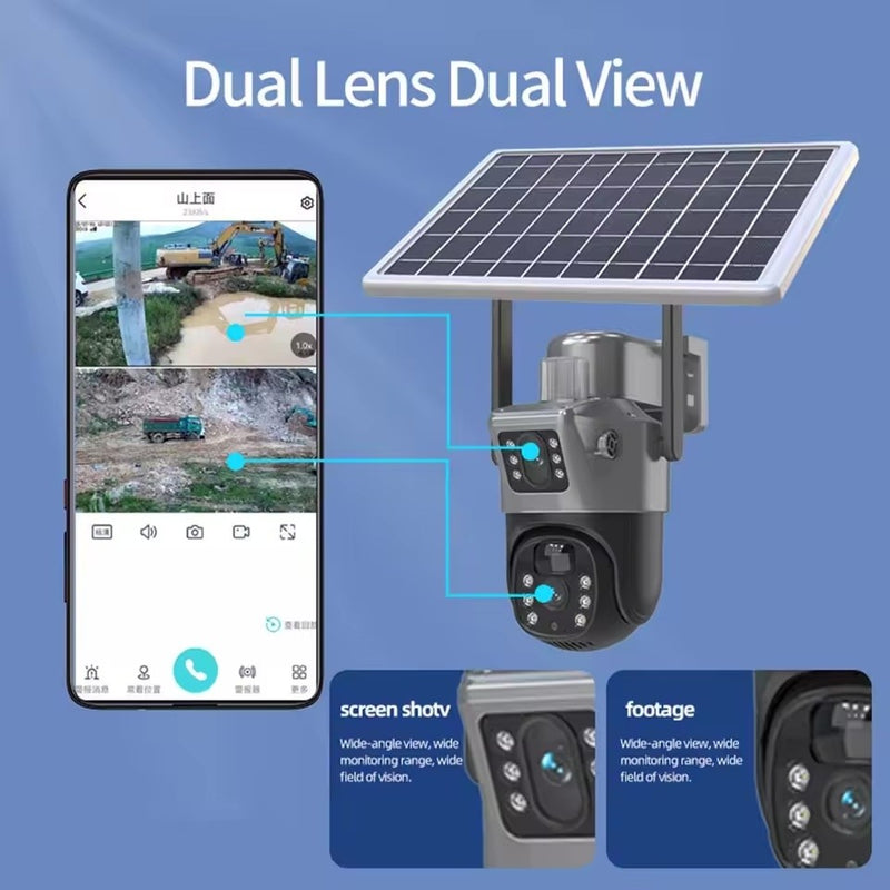 Cameră de Supraveghere WERSTIL 4K 8MP cu Panou Solar și Conexiune 4G, Încărcare Solară, Fără Priză. Alb sau Gri + Card Memorie 32gb CADOU