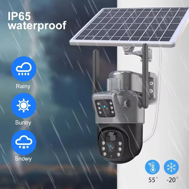 Cameră de Supraveghere WERSTIL 4K 8MP cu Panou Solar și Conexiune 4G, Încărcare Solară, Fără Priză. Alb sau Gri + Card Memorie 32gb CADOU